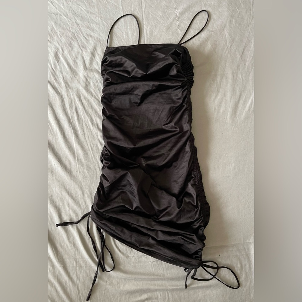 Drawstring Black Dress